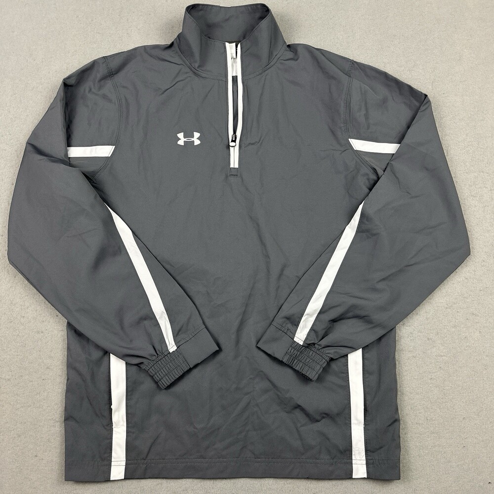 Under Armour Jacket Men Small Gray 1/4 Zip Pullover Windbreaker Pockets S